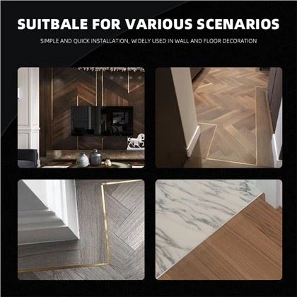 Málmsnyrting milli flísa og viðargólfs